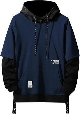 Худі чоловіче Gurunvani Kontrastfarbe Patchwork, білий (XXL, темно-синій)