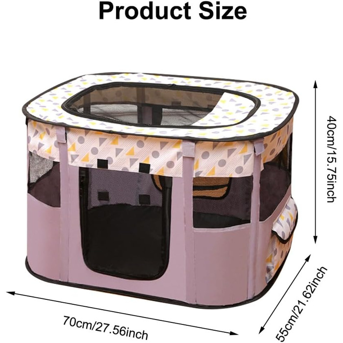 Клітка-прогулянка для тварин, складана, 70x55x40 см, Oxford, для собак, кроликів, котів, морських свинок, Indoor & Outdoor (фіолетовий)