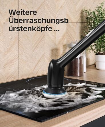 LyriFine Electric Cleaning Brush, New Full-Body IPX7 Waterproof Electric Cleaning Brush, Electric Cleaning Brush for Household Use with Long Handle, 2 Speeds, Replacement Heads for Bathroom (Full Black)
