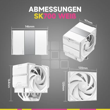 Система охолодження CPU Sudokoo SK700 White для AM5 з 120 мм вентилятором та 7 heatpipes - білий кулер для процесора з повним доступом до RAM, 5 років гарантії