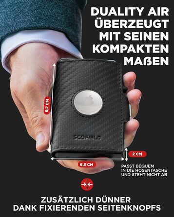 SF SCOFIELD Duality Airtag Wallet with Coin Pocket | Wallet for 8-10 Cards | Men's Wallet with RFID Protection | Slim Wallet | Smart Wallet | Card Holder with Air Tag Compartment | Bifold Wallet