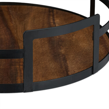 Relaxdays Round Tray Wood and Metal