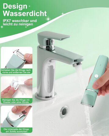 Електричний жіночий триммер 3-в-1 для тіла та обличчя, водонепроникний, зелений