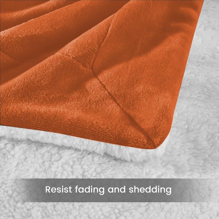 Плед Sherpa-Fleece Imperial Rooms, ковдра для дивана, теплий, м'який, двосторонній, мікрофібра, колір іржавий, розмір King (200x240 см)