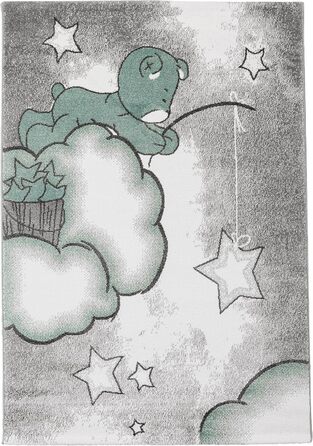 Дитячий килим круглий Elefant, короткий ворс, 120 см, блакитно-сірий. Килим в дитячу кімнату для дівчаток та хлопчиків, м'який, антиалергенний