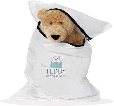 Teddy needs a pet bath and kids' toys. Laundry bag for the dryer.