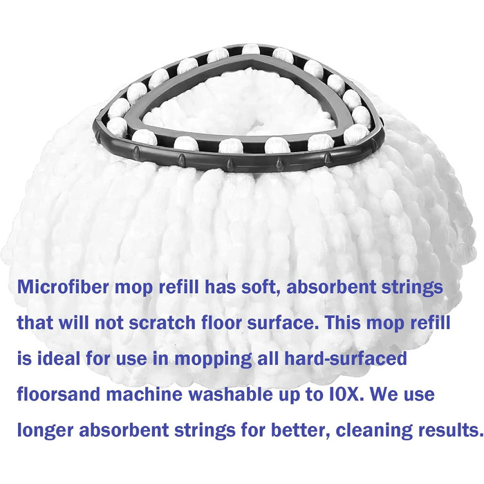 Spin Mop Replacement Head, 6 Pieces, Refill Pack, compatible with Ocedar Triangle Swivel Mops 100% Microfiber Swivel Mop Refill Pack, Deep Cleaning, machine washable and easy to replace
