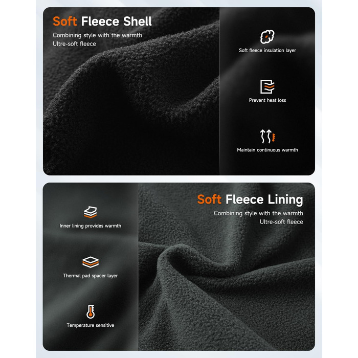 Обогреваемая жилетка LABCOOL для мужчин и женщин - жилетка з мікрофлісу з 6 зонами нагріву та 3 рівнями температури - USB-живлення з Powerbank 10000mAh - можна прати в пральній машині, чорний, розмір M