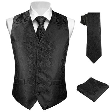Чоловічий жилет 3шт. Комплект: жилет, краватка, нагрудна хустинка. Пазлі, квіти, жаккард, вінтаж, класика. Розміри M~XL