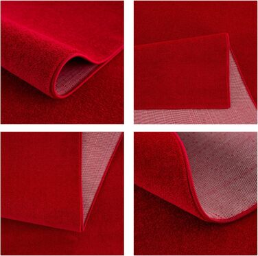 Килим Kurzflor SANAT для вітальні - однотонний сучасний килим для спальні, кабінету, офісу, коридору, дитячої кімнати та кухні - 120 x 170 см (200 x 200 см, прямокутний), червоний