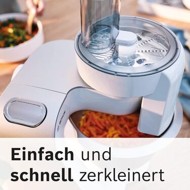 Кухонний комбайн Bosch Serie 4 MUM58W20, 1000 Вт, 3,9 л, міксер 1,25 л, планетарне змішування, насадки з нержавіючої сталі, білого/сріблястого кольору