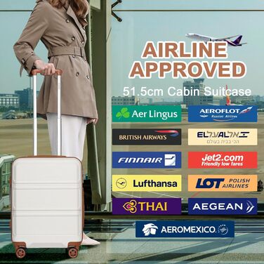 Чемодан KONO 24 дюйми, ABS, з TSA-замком, 4 колеса, 65×44×25.5 см, кремовий