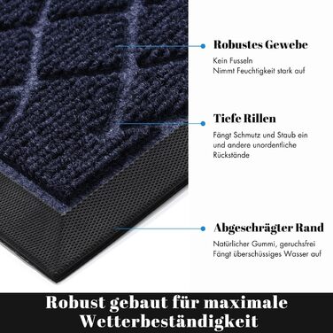 Килимок для дому та вулиці Yimobra, миючий, вологостійкий, 92 x 61 см, блакитний