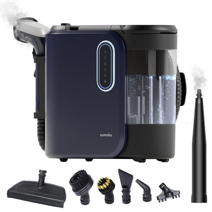 Samako Теперішній очищувач килимів та м'яких меблів – компактний ручний пристрій, потужний 400W двигун, 2 великі резервуари для води, підходить для всіх типів тканини (потужна версія (2000 Вт))