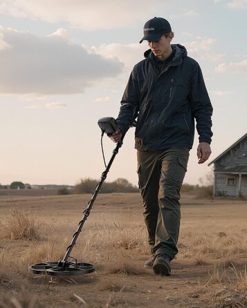 Металошукач професійний для дорослих Metalldetektor з 13'' водонепроникною котушкою DD, частота 19.23 кГц для пошуку срібла та золота, регульована балансування ґрунту, 3 режими пошуку, глибина виявлення 12''