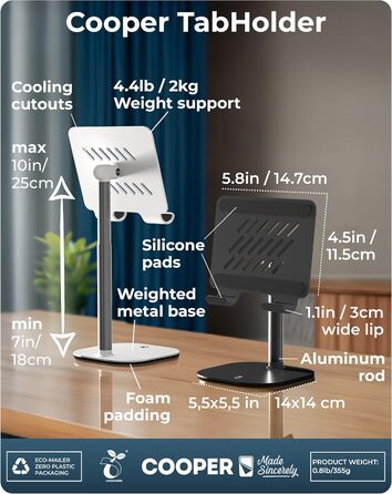 Тримач-підставка для планшета COOPER Tablet Holder Stand, чорний (Frost White)