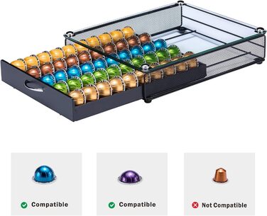 Тримач для капсул Nespresso Vertuo Rice Rat, 50 капсул, чорний, скляний каркас