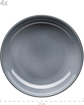 MÄSER Livio: Набір тарілок для 4 осіб (8 шт.) з тарілок для їжі та супу, сірий, кераміка, сучасний скандинавський стиль
