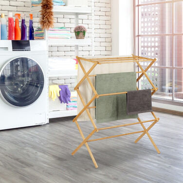Relaxdays Extendable Bamboo Towel Rack