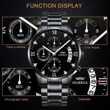 Годинник чоловічий DREAMING Q&P з нержавіючої сталі, аналоговий кварц, хронограф, багатофункціональний, чорний