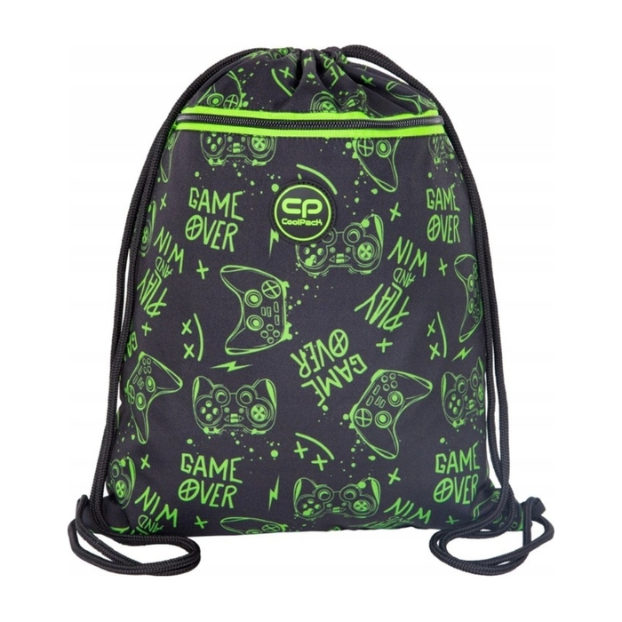 Багатовідсіковий шкільний рюкзак CoolPack, чорний з зеленим, 21 л