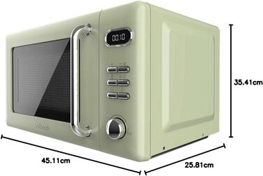 Мікрохвильова піч Cecotec Proclean 5110 Retro Blue з грилем, 20л, 700W, 8 програм, таймер 60 хв, функція розморожування, ретро-дизайн, зелена