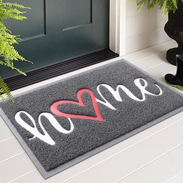 Килимок для входу Homaxy Hello, 60x90 см, сірий - антиковзкий, вологостійкий килимок для дому та саду