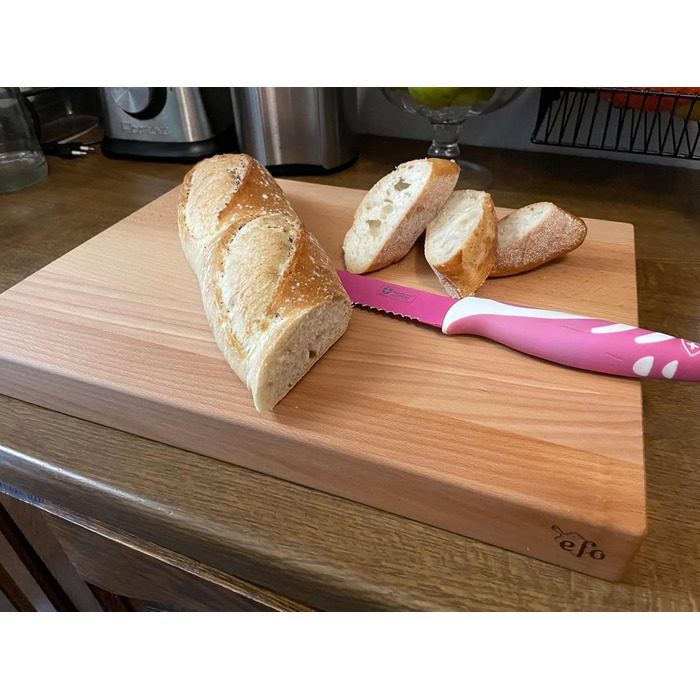 EFO Solid Cutting Board - Solid Chopping Block - Robust Cutting Block - Meat Cutting Board - Bread Board - Large Wooden Kitchen Board - XXL Chopping Block - Made of Beechwood (40x30x4cm)