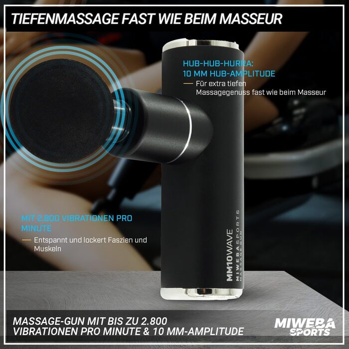 Масажер для м'язів Miweba MM200 | Масажна пістолета з LCD-дисплеєм та 6 насадками