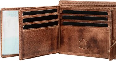 Fa.Volmer® Leather Wallet for Men with RFID Protection | Extra-Stable Double Stitch | 9 Card Slots | Landscape Format | VO11 RFID Various Colors (02 brown (+RFID))