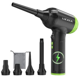 Електричний пилосос для повітря з HD-дисплеєм - Air Duster 200000 RPM з LED-підсвічуванням, міні-турбіна на акумуляторі, спрей для чищення ПК, повітряна турбіна для клавіатури, дому, авто, W06 (сірий та зелений)