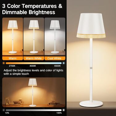 Настільна LED лампа бездротова OUTON з RGB підсвіткою, акумуляторна, сенсорне керування, димування, IP54, чорна (2 шт)