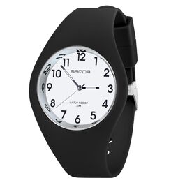 Жіночий годинник: аналоговий кварцовий годинник з силіконовим ремінцем. Спортивний годинник для студентів та дорослих (чорний+білий)