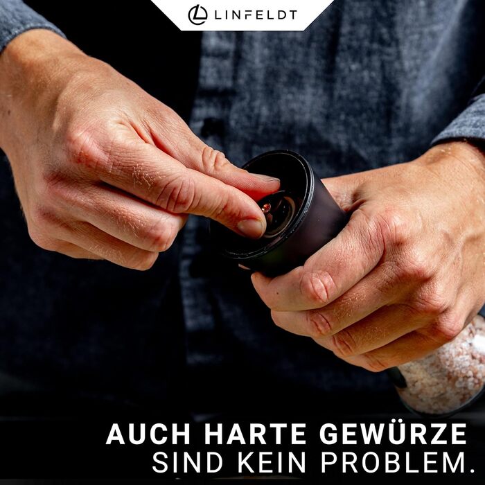 Набір з 2 мельниць для солі та перцю з регульованим керамічним жорном, нержавіюча сталь, придатні для миття в посудомийній машині, чорний, 19,2x6,5 см