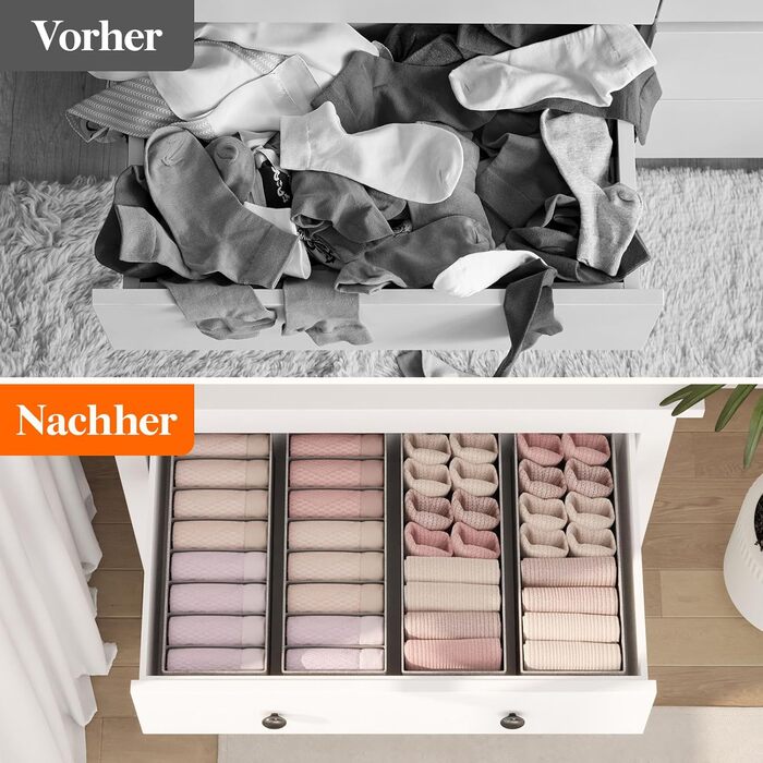 Lifewit 10-Piece Hemnes Organizer Set for Dresser, Changing Table, Closet Organizer, Drawers, Organization System for Changing Supplies, Baby Clothes, Socks, Bras, Underwear (12-Piece Pack for HEMNES 160cm)