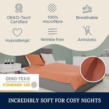 Комплект постільної білизни Sleepwise 200x200 см, 3 шт. - мікрофібра, дихаюча, без прасування, колір теракота, сертифікат ÖKO-TEX