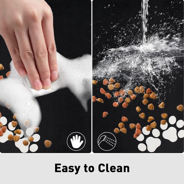 Килимок для тварин, супер вбирання, для собак та котів, з антиковзною гумовою основою, швидковисихаючий, пральний, 40 x 60 см, 2 пари наліпок з лапами, чорний