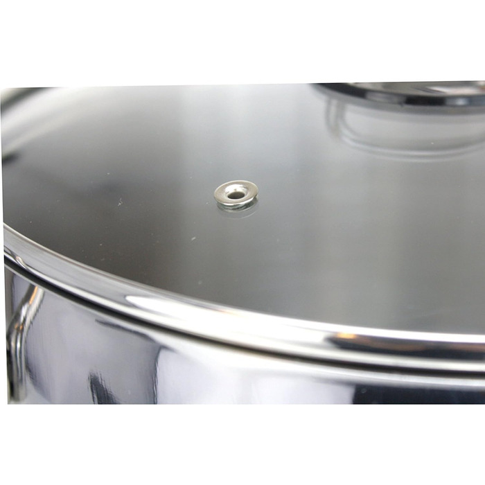 Smartweb 14 Liter Universal Cooking Pot with Glass Lid | Stainless Steel Cooking Pot | Universal Soup Pot | Simmer Pot for Pasta Sauces and Stews | Casserole Dish