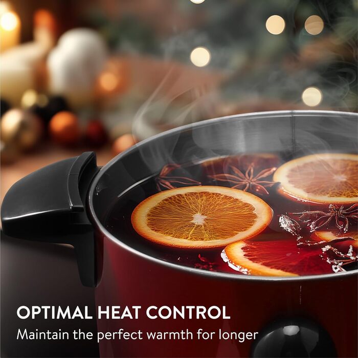 Navaris Mulled Wine Warmer Hot Water Dispenser - Stainless Steel - 6.8L - with Thermostat, Fill Level Indicator, and Tap - Mulled Wine Hot Beverage Machine Red