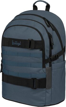 Шкільний рюкзак Baagl для хлопчиків та дівчаток-підлітків зі скейтбордом, відділенням для ноутбука та нагрудною стрічкою (Dust Blue)