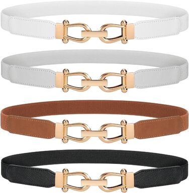 Жіночий еластичний ремінь JasGood Skinny з тонкою пряжкою - чорний, коричневий, білий, бежевий (70/90 см)