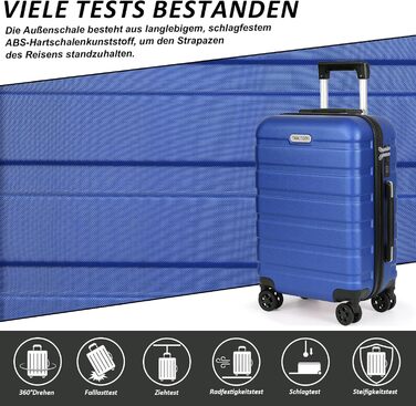 Набір валіз TANTOMI 3 шт., ABS, з колесами, 20/24/28 дюймів, блакитний, ручна поклажа (M)