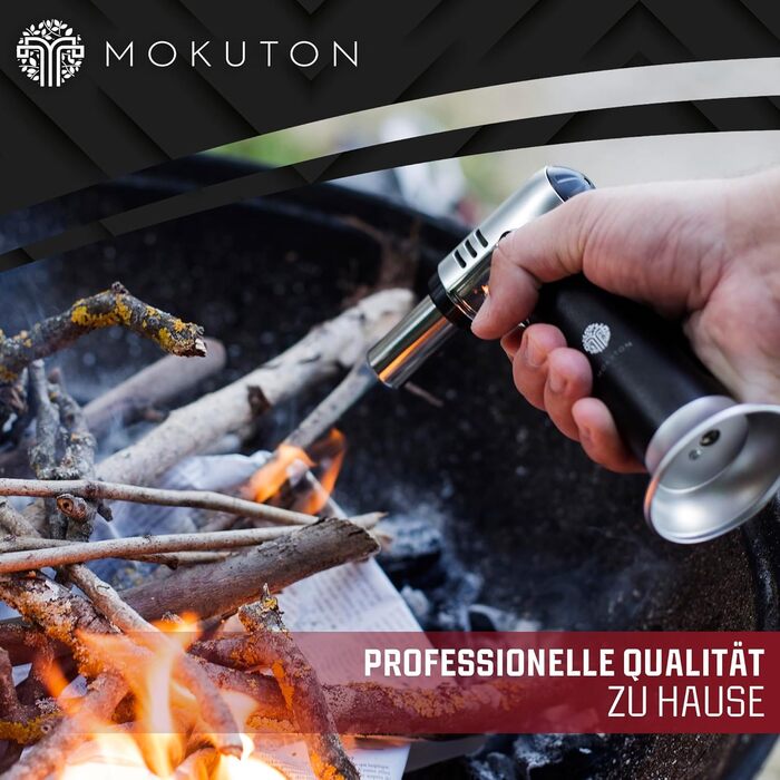 Професійний газовий пальник MOKUTON з можливістю заправки бутаном - кухонний Бюксенбернер для крем-брюле, точне регулювання полум'я, просте використання та виняткова довговічність