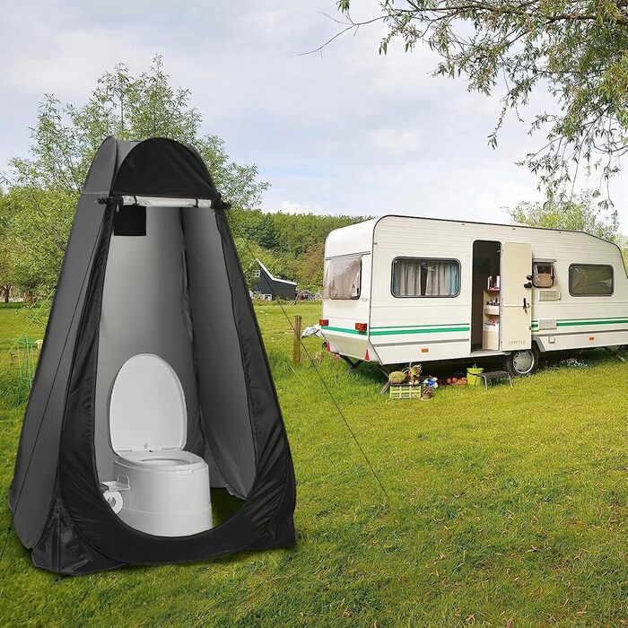 Намет-туалет Pop-Up – мобільний душ та передягальня з UV-захистом для кемпінгу, пляжу та відпочинку на природі. У комплекті сумка для перенесення
