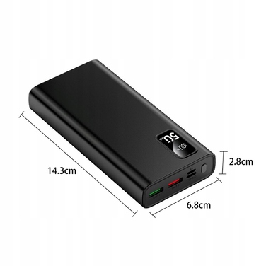 Потужний зовнішній акумулятор (Power Bank) 50000mAh 22.5W, швидка зарядка USB-C, тонкий корпус