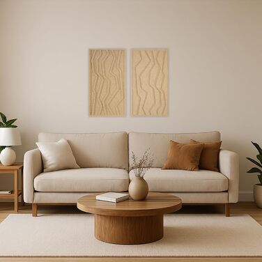 Набір акустичних панелей NIC’BRUX (3 шт.), 80x44 см – сучасні звукопоглинаючі панелі зі стінового PET-фільцу для вітальні, офісу та домашньої студії (колір: очеретяний беж)