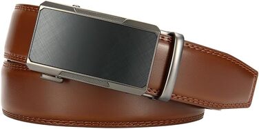 Чоловічий шкіряний ремінь DOOPAI з автоматичною застібкою, 35 мм, регульований розмір, без отворів, білий/коричневий (105-115 см)