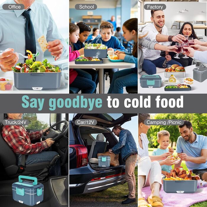 XREXS 3.5L Electric Lunch Box 90W, Electric Food Container with Extra Large Capacity, Home/Car Electric Food Container, with Fork & Spoon, Portable Electric Lunch Box for Truck Family Camping