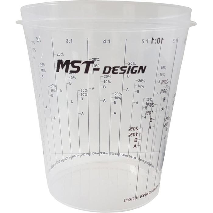 MST-DESIGN Paint Mixing Cups, 20 Pieces with 2300 ml | Robust Measuring Cups with Mixing Scale | Mixing Cups for Stirring Paints, Fillers, Wood Stains, etc. | Mixing Cups | High-Quality Paint Accessories