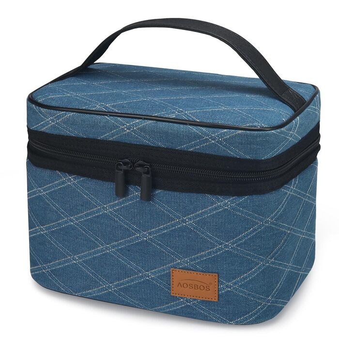 Легка термосумка-ланчбокс для їжі: складана, водонепроникна, у синій клітинку